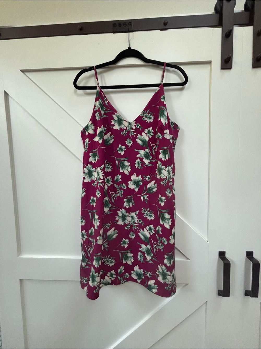 Soprano Magenta Floral V-Neck Slip Dress